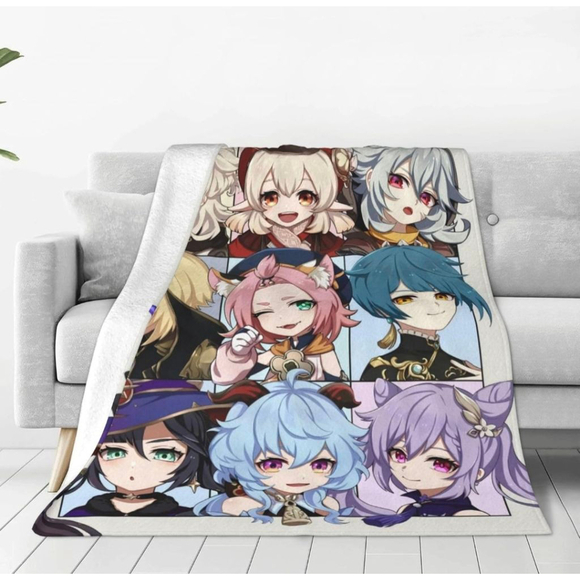 Anime Unisex Blanket 60x50 inch White Multi-color Genshin - Picture 1 of 7